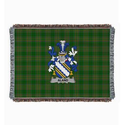 ScotsTee Shop Irish Aland Clan Coat of Arms Irish Tartan Woven Blanket