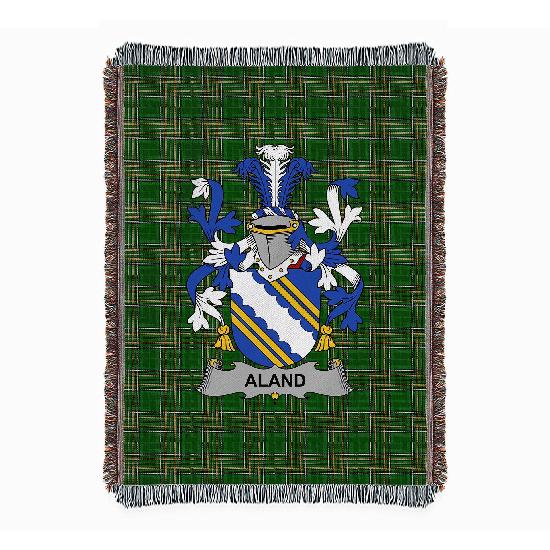 ScotsTee Shop Irish Aland Clan Coat of Arms Irish Tartan Woven Blanket