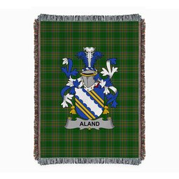 ScotsTee Shop Irish Aland Clan Coat of Arms Irish Tartan Woven Blanket