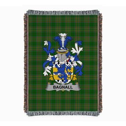 ScotsTee Shop Irish Bagnall Clan Coat of Arms Irish Tartan Woven Blanket