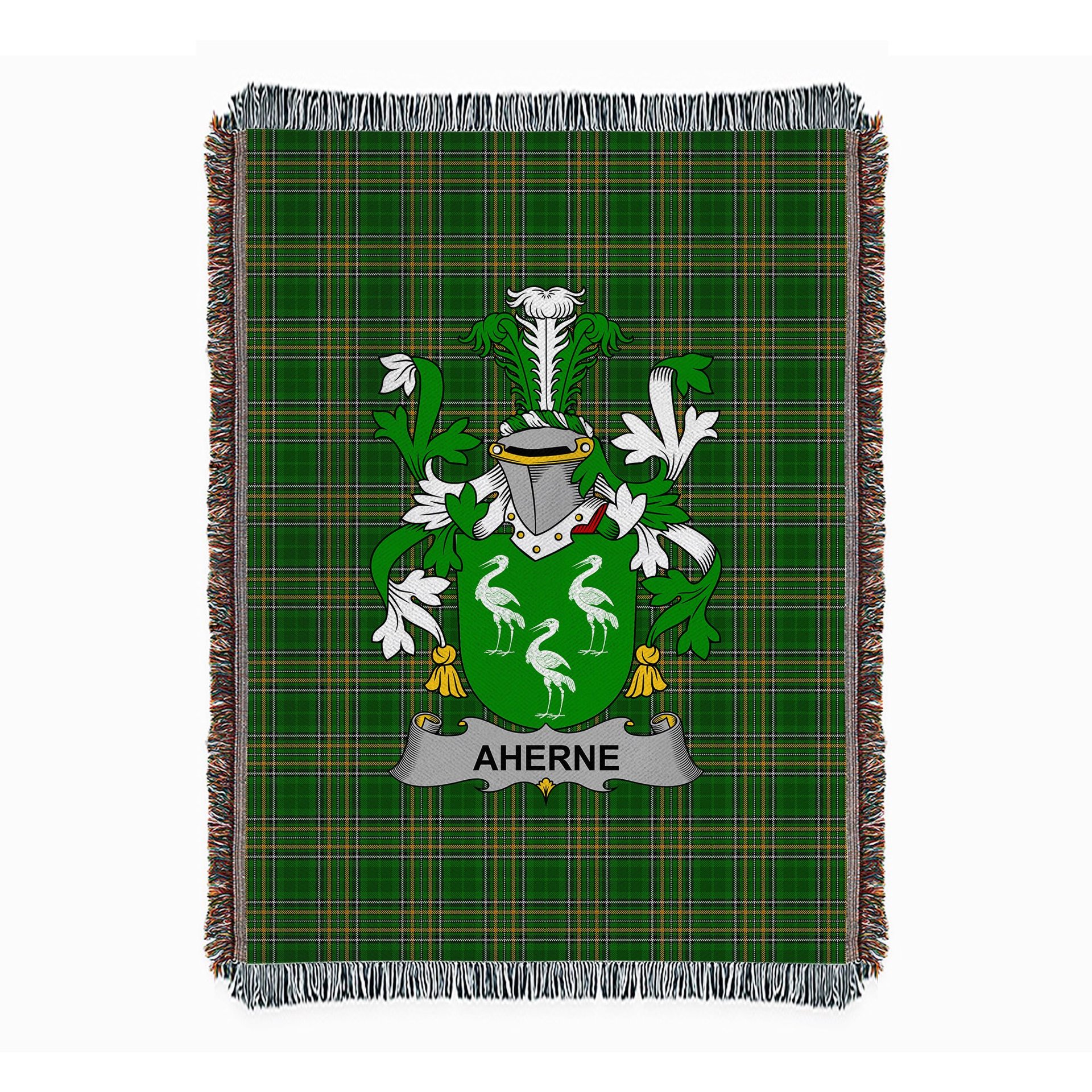 ScotsTee Shop Irish Aherne or Mulhern Clan Coat of Arms Irish Tartan Woven Blanket