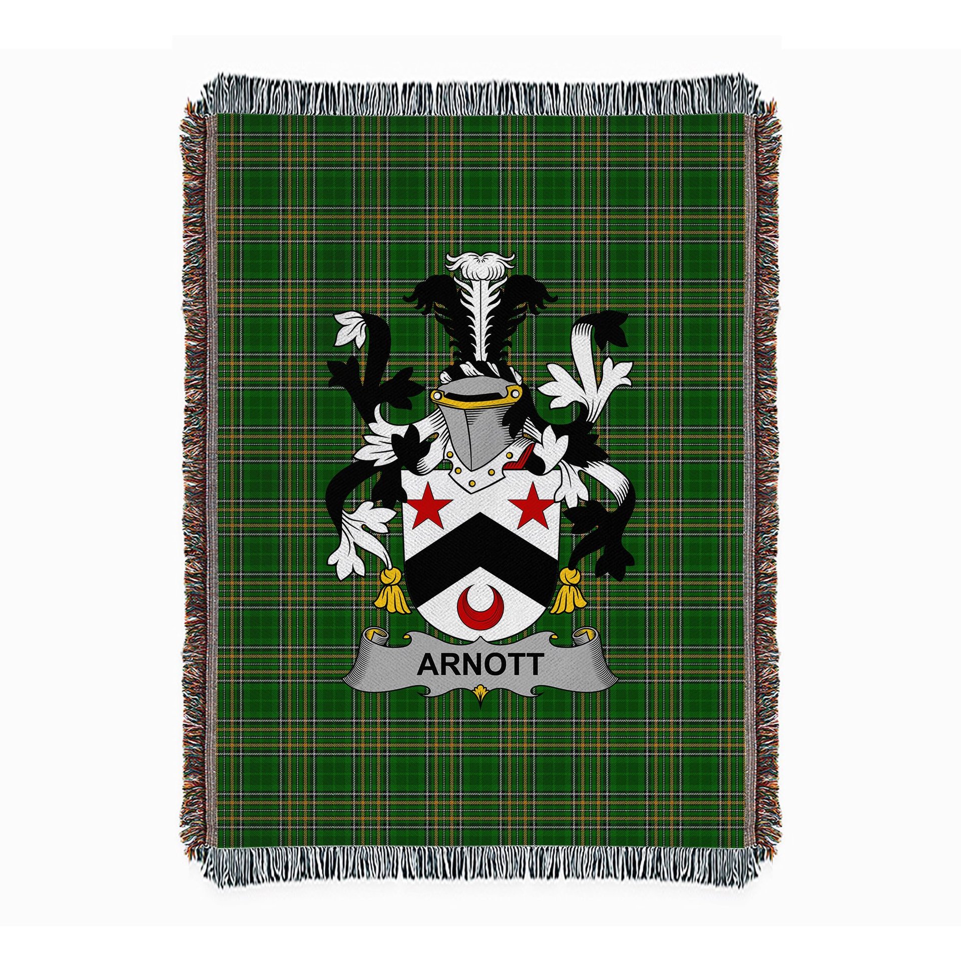 ScotsTee Shop Irish Arnott Clan Coat of Arms Irish Tartan Woven Blanket