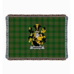 ScotsTee Shop Irish Abraham Clan Coat of Arms Irish Tartan Woven Blanket