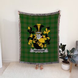 ScotsTee Shop Irish Abraham Clan Coat of Arms Irish Tartan Woven Blanket