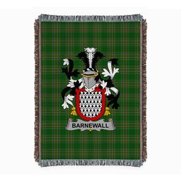 ScotsTee Shop Irish Barnewall Clan Coat of Arms Irish Tartan Woven Blanket