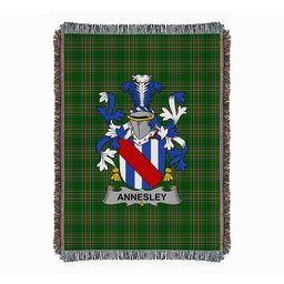 ScotsTee Shop Irish Annesley Clan Coat of Arms Irish Tartan Woven Blanket