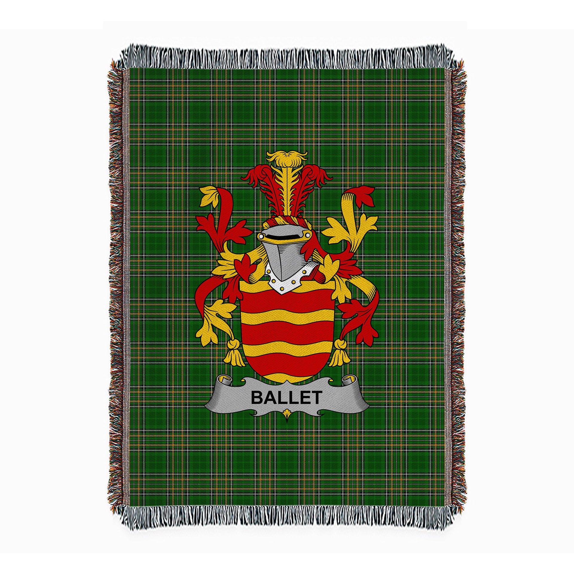 ScotsTee Shop Irish Ballet Clan Coat of Arms Irish Tartan Woven Blanket