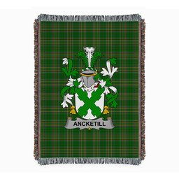 ScotsTee Shop Irish Ancketill Clan Coat of Arms Irish Tartan Woven Blanket