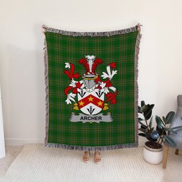 ScotsTee Shop Irish Archer Clan Coat of Arms Irish Tartan Woven Blanket