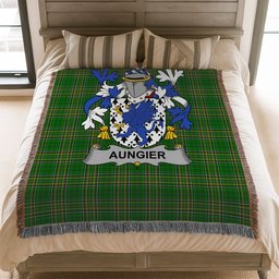 ScotsTee Shop Irish Aungier Clan Coat of Arms Irish Tartan Woven Blanket