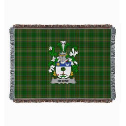 ScotsTee Shop Irish Beirne or O'Beirne Clan Coat of Arms Irish Tartan Woven Blanket