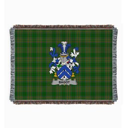 ScotsTee Shop Irish Bagot Clan Coat of Arms Irish Tartan Woven Blanket