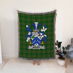 ScotsTee Shop Irish Bagot Clan Coat of Arms Irish Tartan Woven Blanket
