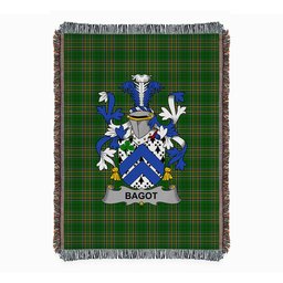 ScotsTee Shop Irish Bagot Clan Coat of Arms Irish Tartan Woven Blanket