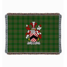 ScotsTee Shop Irish Athy Clan Coat of Arms Irish Tartan Woven Blanket