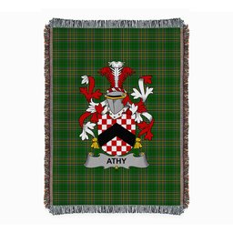 ScotsTee Shop Irish Athy Clan Coat of Arms Irish Tartan Woven Blanket