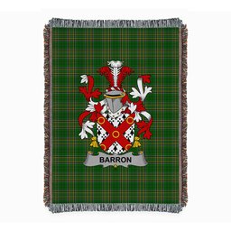 ScotsTee Shop Irish Barron Clan Coat of Arms Irish Tartan Woven Blanket
