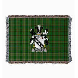 ScotsTee Shop Irish Ashborne Clan Coat of Arms Irish Tartan Woven Blanket