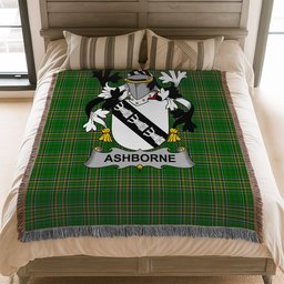 ScotsTee Shop Irish Ashborne Clan Coat of Arms Irish Tartan Woven Blanket