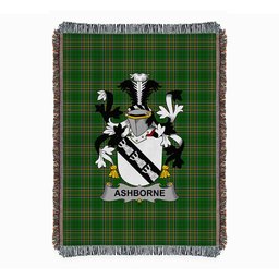 ScotsTee Shop Irish Ashborne Clan Coat of Arms Irish Tartan Woven Blanket