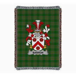 ScotsTee Shop Irish Bannon or O'Bannon Clan Coat of Arms Irish Tartan Woven Blanket