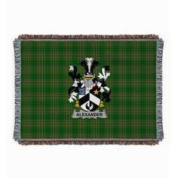 ScotsTee Shop Irish Alexander Clan Coat of Arms Irish Tartan Woven Blanket