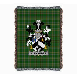 ScotsTee Shop Irish Alexander Clan Coat of Arms Irish Tartan Woven Blanket