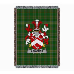 ScotsTee Shop Irish Armorer Clan Coat of Arms Irish Tartan Woven Blanket