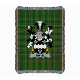 ScotsTee Shop Irish Ashfield Clan Coat of Arms Irish Tartan Woven Blanket
