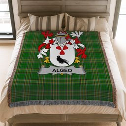 ScotsTee Shop Irish Algeo Clan Coat of Arms Irish Tartan Woven Blanket