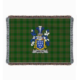 ScotsTee Shop Irish Baillie Clan Coat of Arms Irish Tartan Woven Blanket