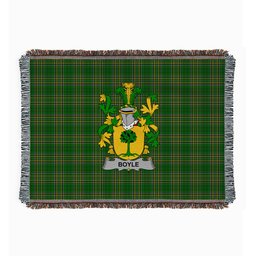 ScotsTee Shop Irish Boyle or O'Boyle Clan Coat of Arms Irish Tartan Woven Blanket