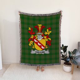 ScotsTee Shop Irish Callan or O'Callan Clan Coat of Arms Irish Tartan Woven Blanket
