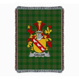 ScotsTee Shop Irish Callan or O'Callan Clan Coat of Arms Irish Tartan Woven Blanket