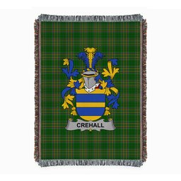 ScotsTee Shop Irish Crehall or O'Crehall Clan Coat of Arms Irish Tartan Woven Blanket