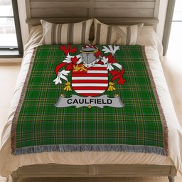 ScotsTee Shop Irish Caulfield or Gaffney Clan Coat of Arms Irish Tartan Woven Blanket