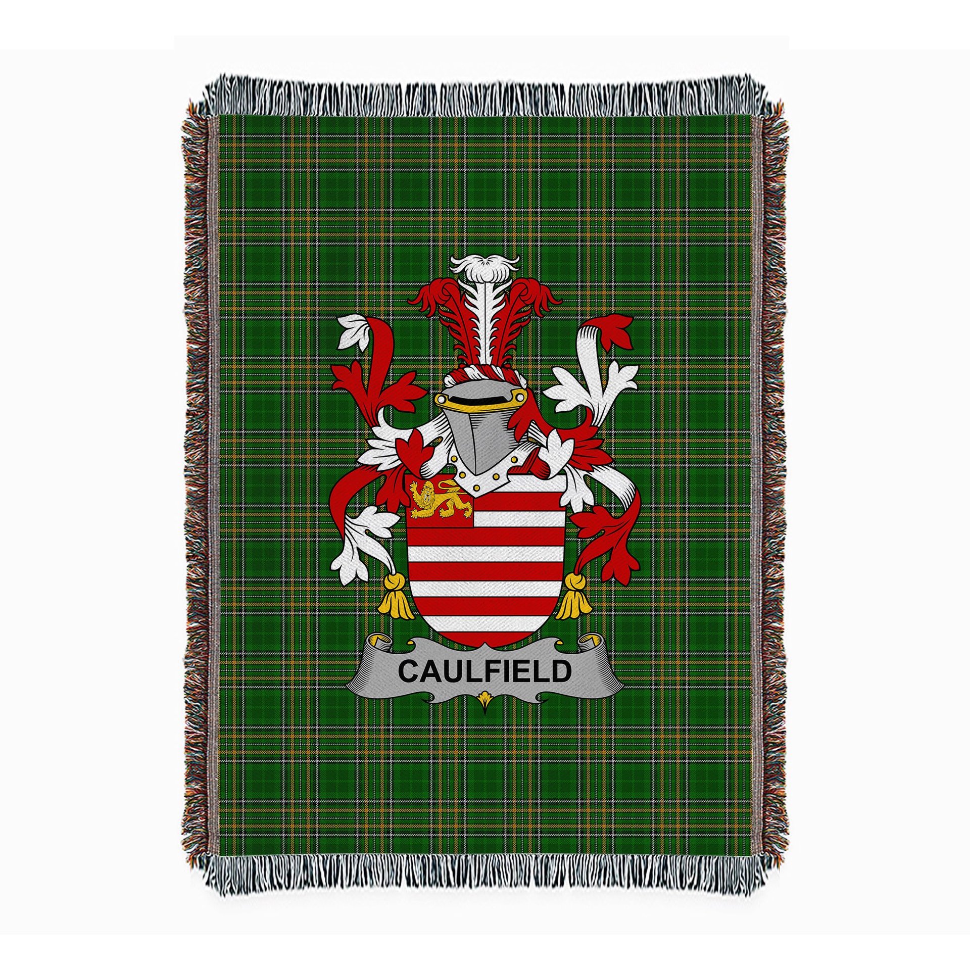 ScotsTee Shop Irish Caulfield or Gaffney Clan Coat of Arms Irish Tartan Woven Blanket
