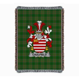 ScotsTee Shop Irish Caulfield or Gaffney Clan Coat of Arms Irish Tartan Woven Blanket