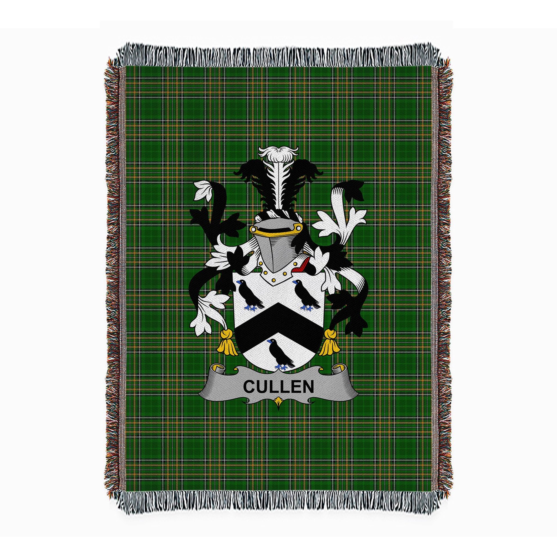 ScotsTee Shop Irish Cullen or McCullen Clan Coat of Arms Irish Tartan Woven Blanket
