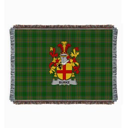ScotsTee Shop Irish Burke Clan Coat of Arms Irish Tartan Woven Blanket