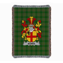 ScotsTee Shop Irish Burke Clan Coat of Arms Irish Tartan Woven Blanket