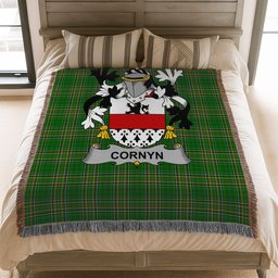 ScotsTee Shop Irish Cornyn or O'Cornyn Clan Coat of Arms Irish Tartan Woven Blanket