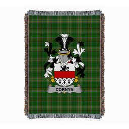 ScotsTee Shop Irish Cornyn or O'Cornyn Clan Coat of Arms Irish Tartan Woven Blanket