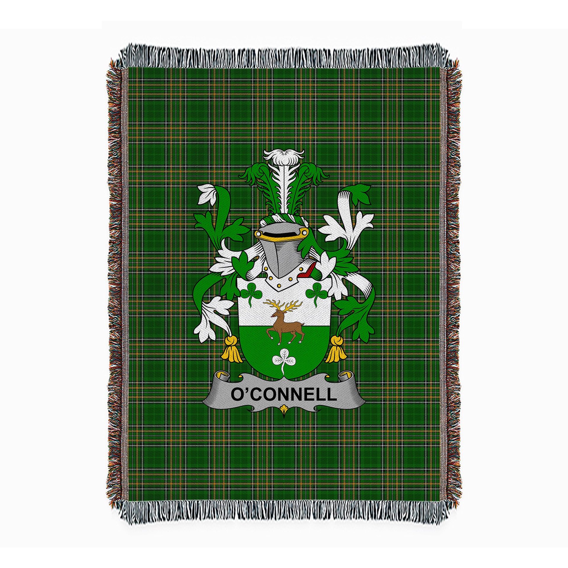 ScotsTee Shop Irish Connell or O'Connell Clan Coat of Arms Irish Tartan Woven Blanket