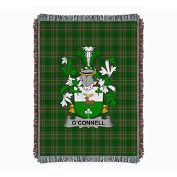 ScotsTee Shop Irish Connell or O'Connell Clan Coat of Arms Irish Tartan Woven Blanket
