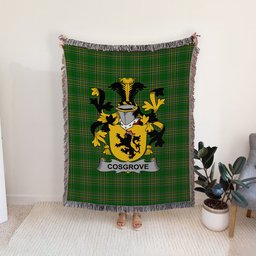 ScotsTee Shop Irish Cosgrove or O'Cosgrave Clan Coat of Arms Irish Tartan Woven Blanket