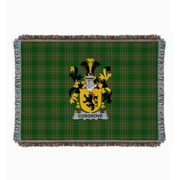 ScotsTee Shop Irish Cosgrove or O'Cosgrave Clan Coat of Arms Irish Tartan Woven Blanket