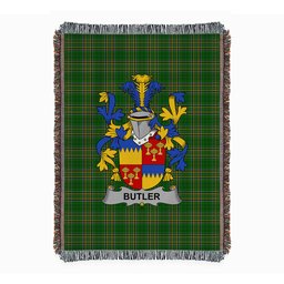 ScotsTee Shop Irish Butler Clan Coat of Arms Irish Tartan Woven Blanket