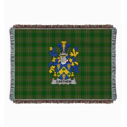 ScotsTee Shop Irish Carthew Clan Coat of Arms Irish Tartan Woven Blanket