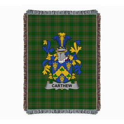 ScotsTee Shop Irish Carthew Clan Coat of Arms Irish Tartan Woven Blanket